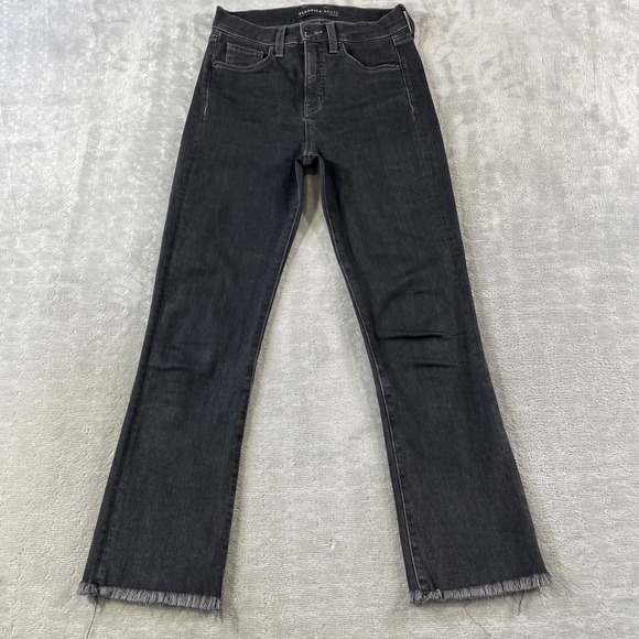 Veronica Beard Denim - Veronica Beard Jeans Carly Kick Flare Womens 27 Black Raw Hem High Rise Washed